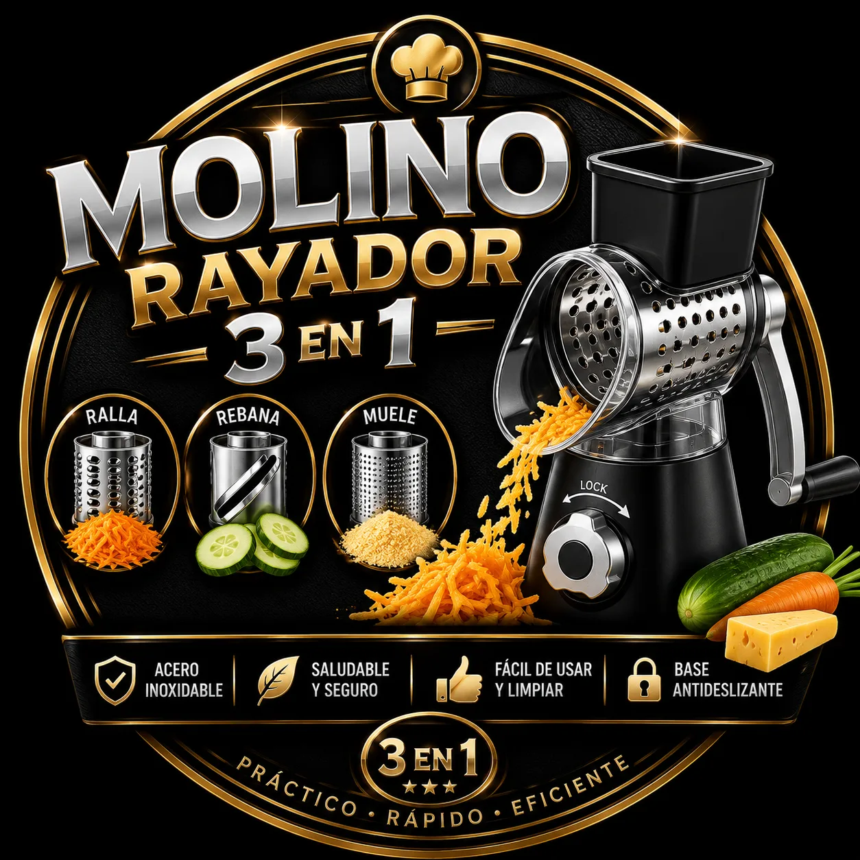 🥬🥒MOLINO RALLADOR 3 EN 1🥒🥬* imagen 1