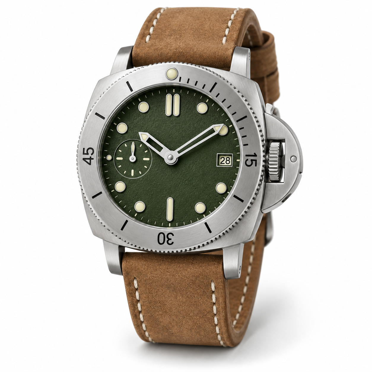 Submersible eSteel – Plateado Verde / Cuero Camel