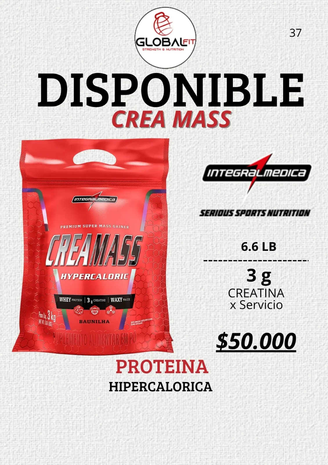 Hipercalórico Crea Mass 3kg – Integral Médica imagen 2