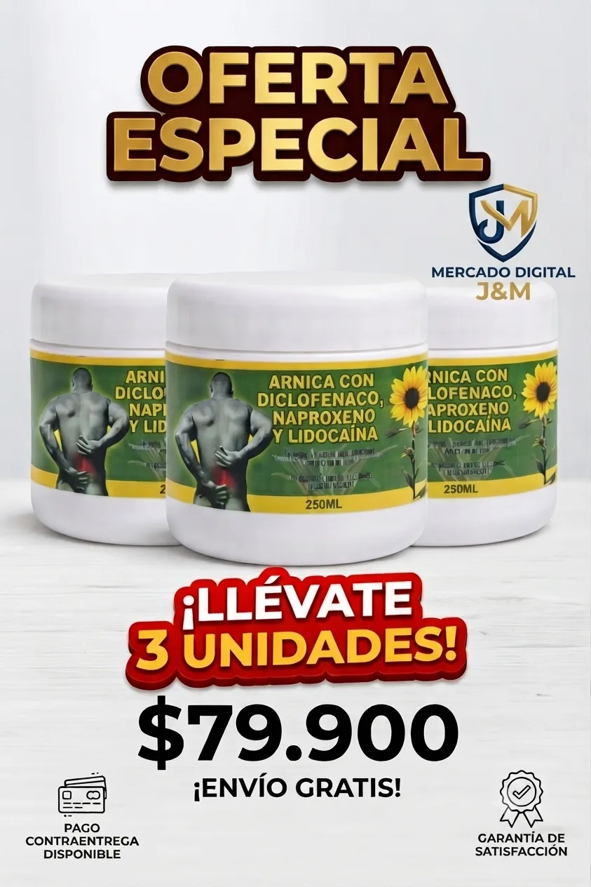 3 Pomadas de Árnica, Diclofenaco, Naproxeno y Lidocaína