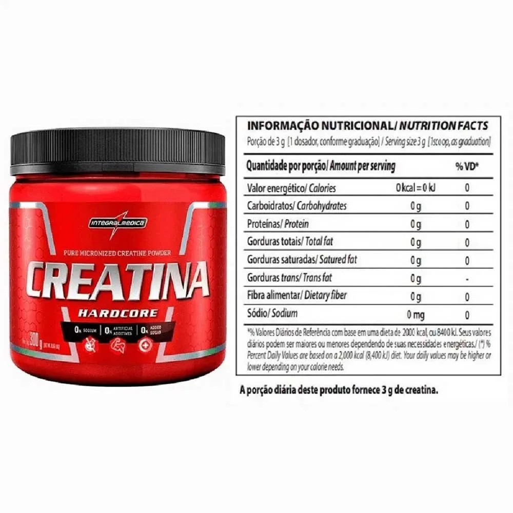 Creatina Monohidratada Integral Médica Hardcore 300gr imagen 3