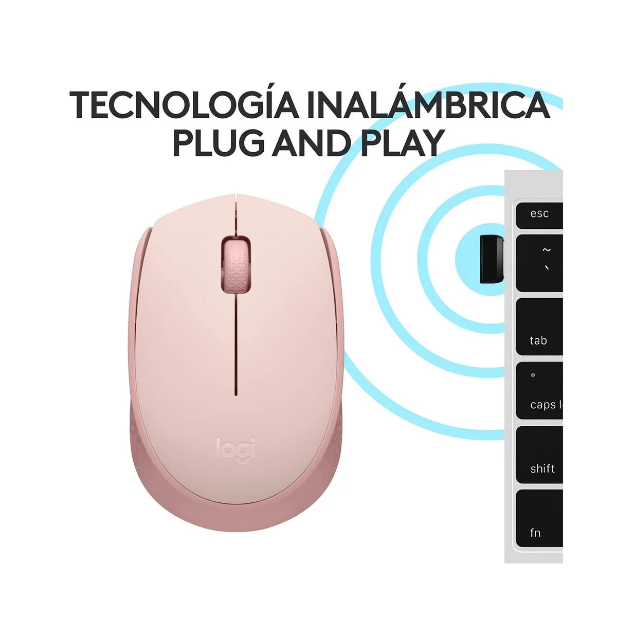 Mouse LOGITECH Inalámbrico Óptico M170 Rosado imagen 2