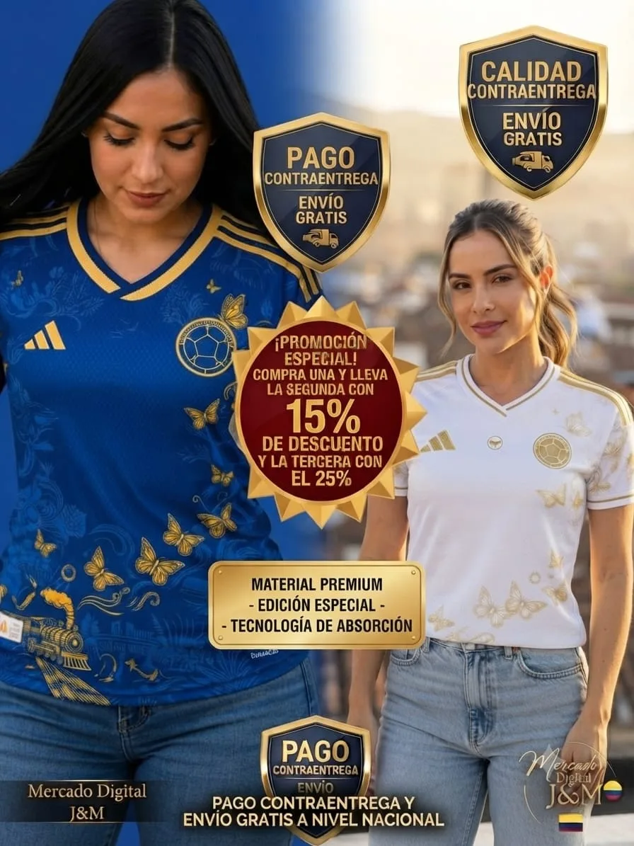 Camiseta Colombia Mariposas Blanca (DAMA) imagen 5
