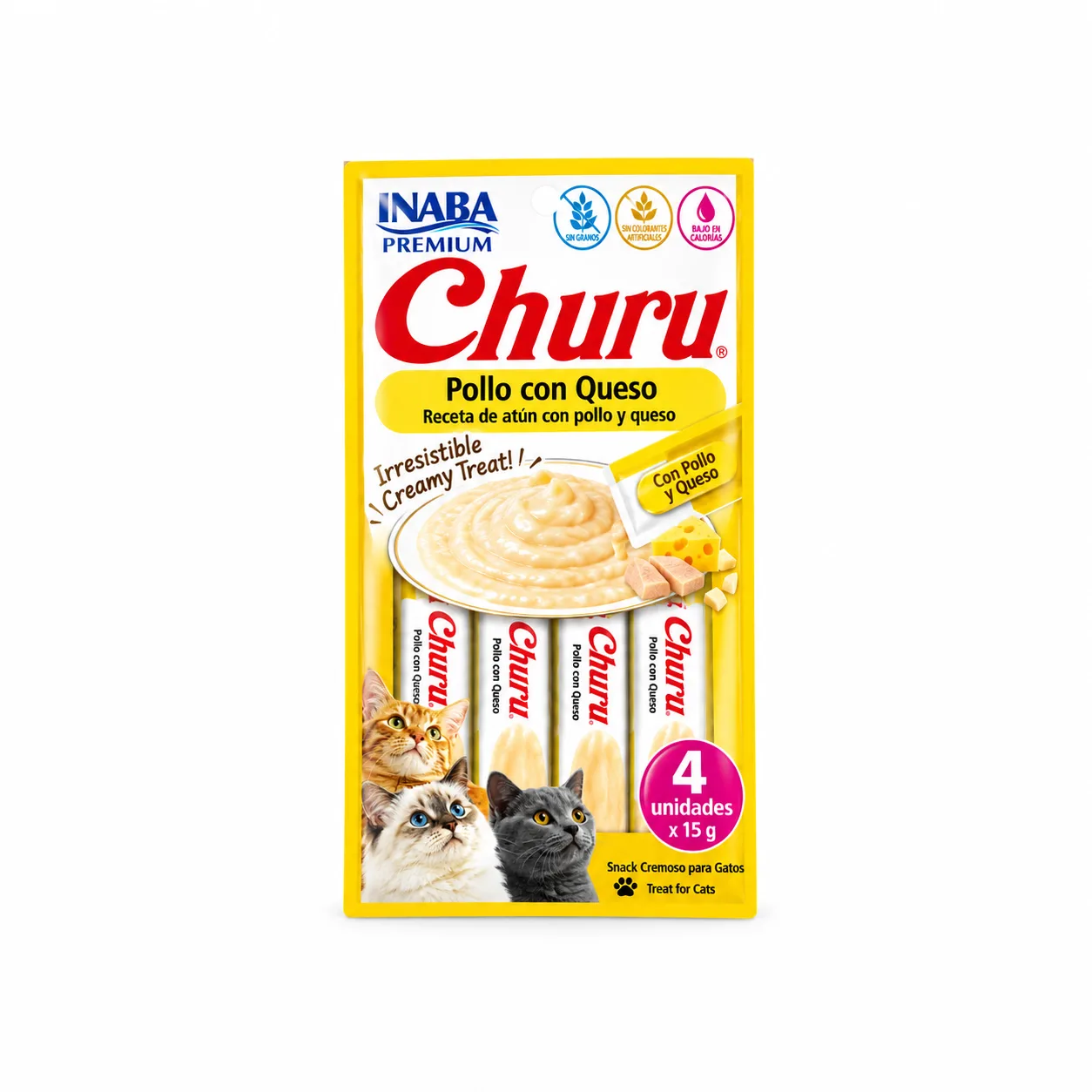 CHURU GATOS X 4 SABOR POLLO QUESO