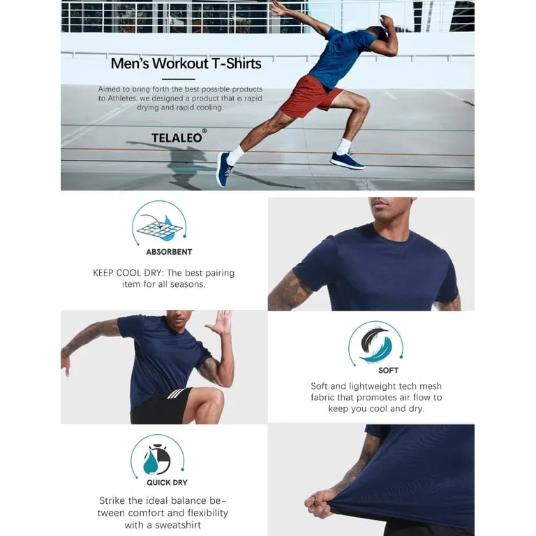 Camisetas de Entrenamiento para Hombre, Paquete de 6, Tops Atléticos Activos, Camisetas de Rendimiento Que Absorben la Humedad y de Secado Rápido, L imagen 3