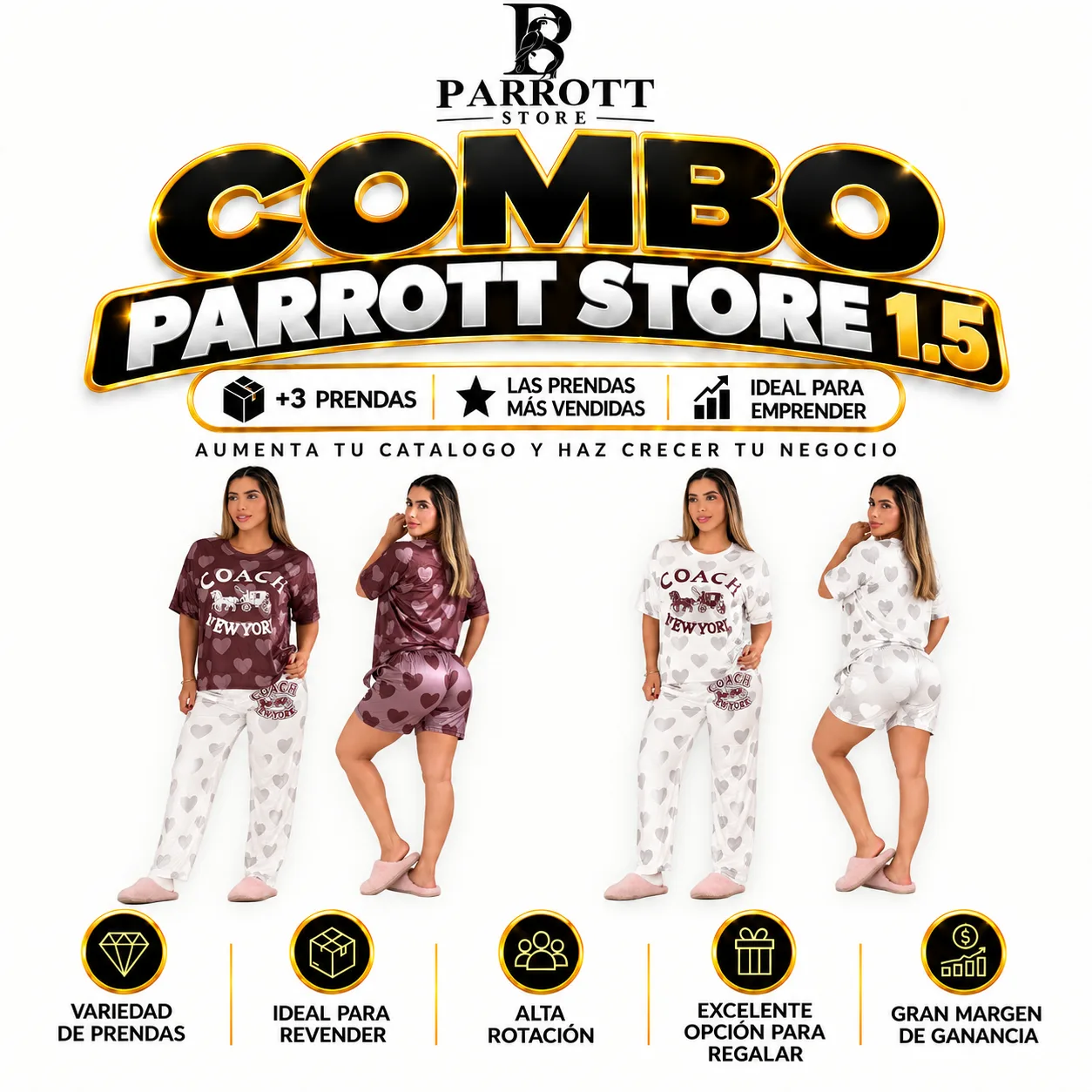 Pijama 3 piezas P0170 Pack x 3 para mujer. imagen 1