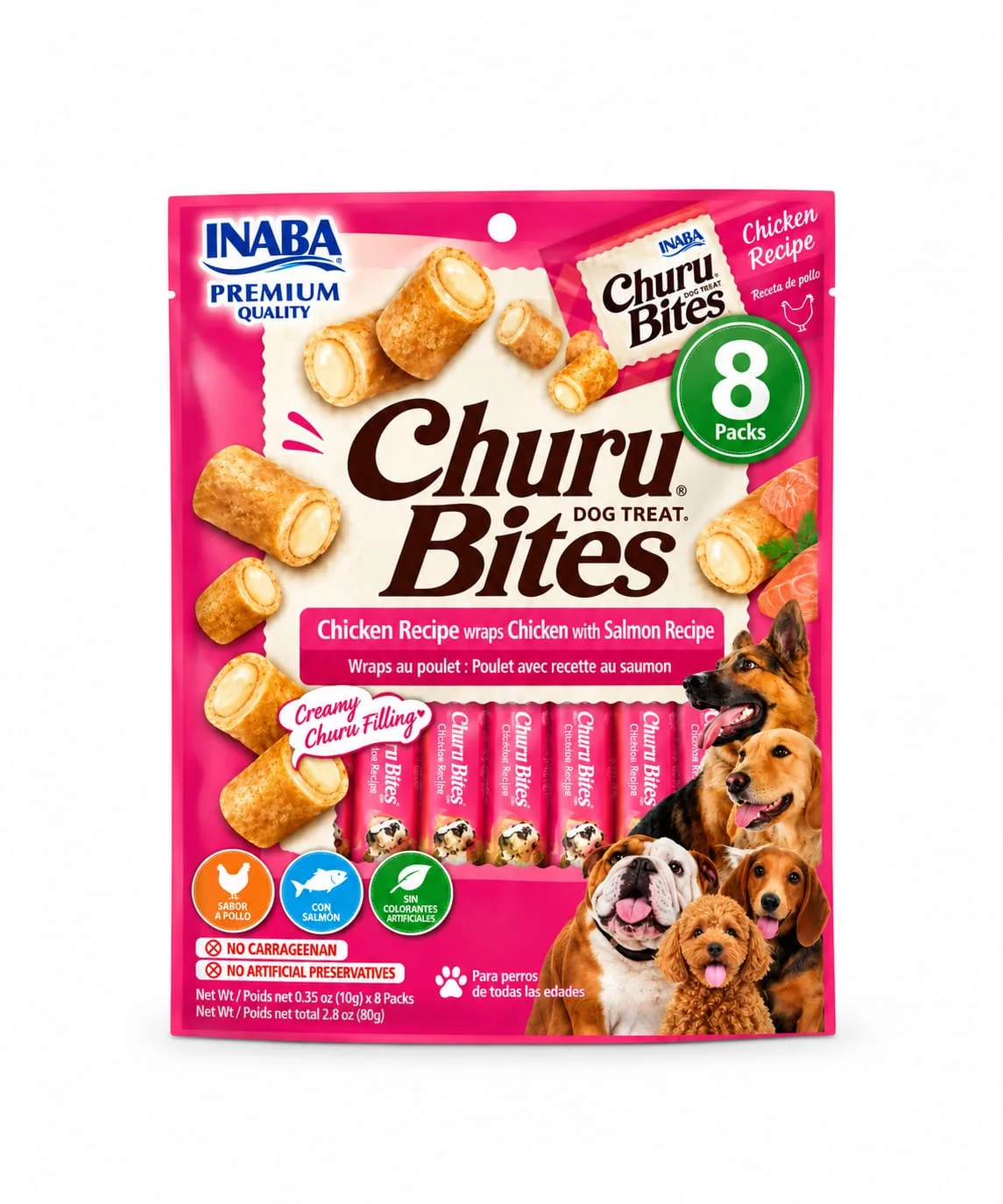 CHURU BITES DOG RECETA DE POLLO CON SALMON X 8 UNDS