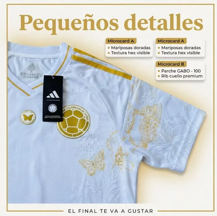 Camiseta Colombia Mariposas Blanca (DAMA) imagen 2