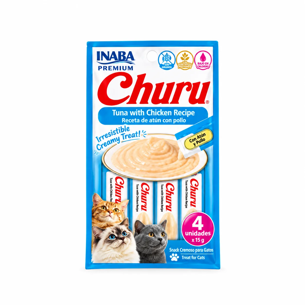 CHURU CATS SABOR ATUN CON VIEIRA X 4 UNDS (AZUL CLARO)