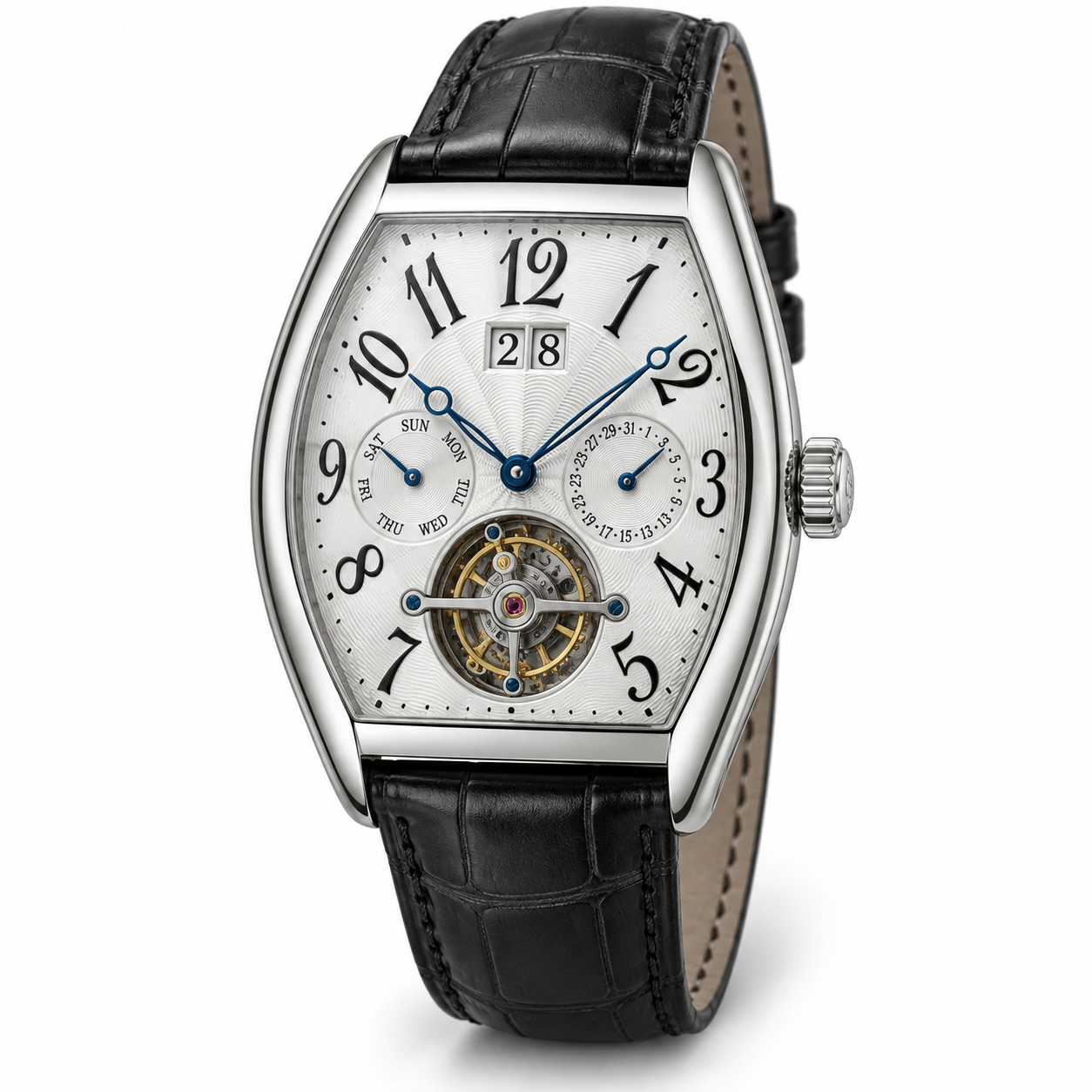 Cintrée Curvex Tourbillon & Calendar Plateado / Blanco