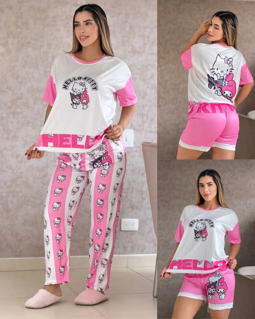 Pijama 3 piezas P0170 Pack x 3 para mujer. imagen 7