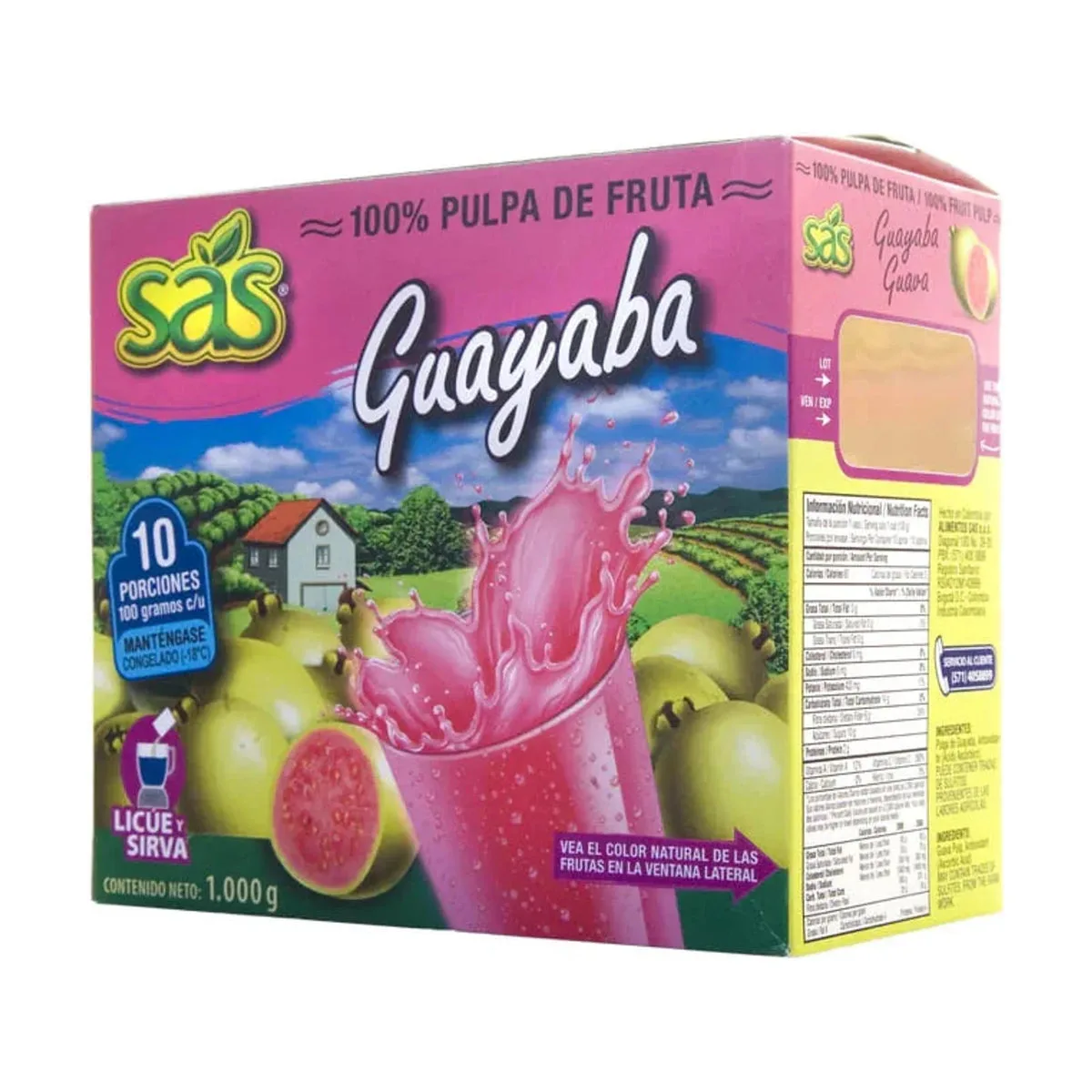 Pulpa de guayaba SAS monodosis 10 unid x 100 g imagen 1