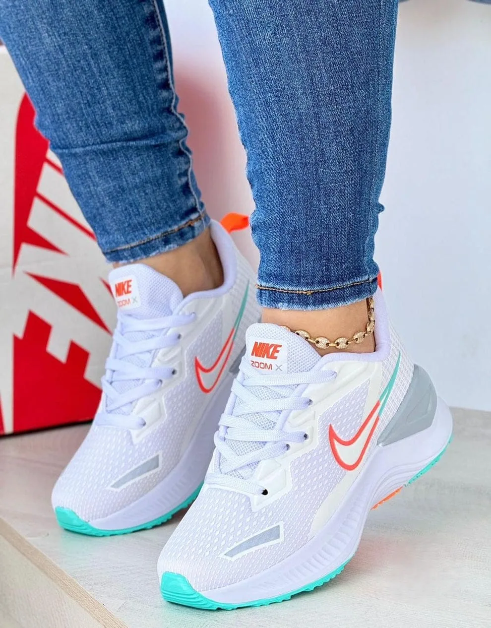 Nike Zoom X Blanco Naranja Dama imagen 1