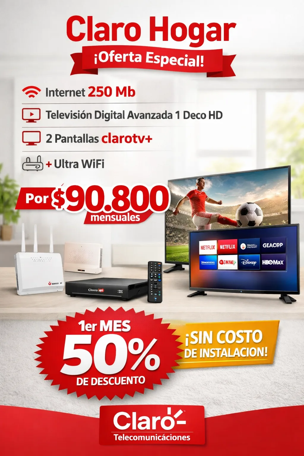 Internet 250 Mb + televisión avanzada
