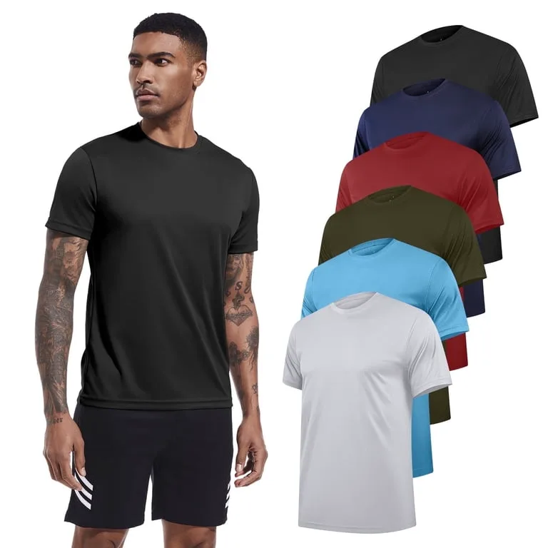 Camisetas de Entrenamiento para Hombre, Paquete de 6, Tops Atléticos Activos, Camisetas de Rendimiento Que Absorben la Humedad y de Secado Rápido, L imagen 1