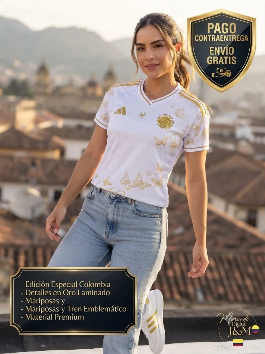 Camiseta Colombia Mariposas Blanca (DAMA) imagen 1